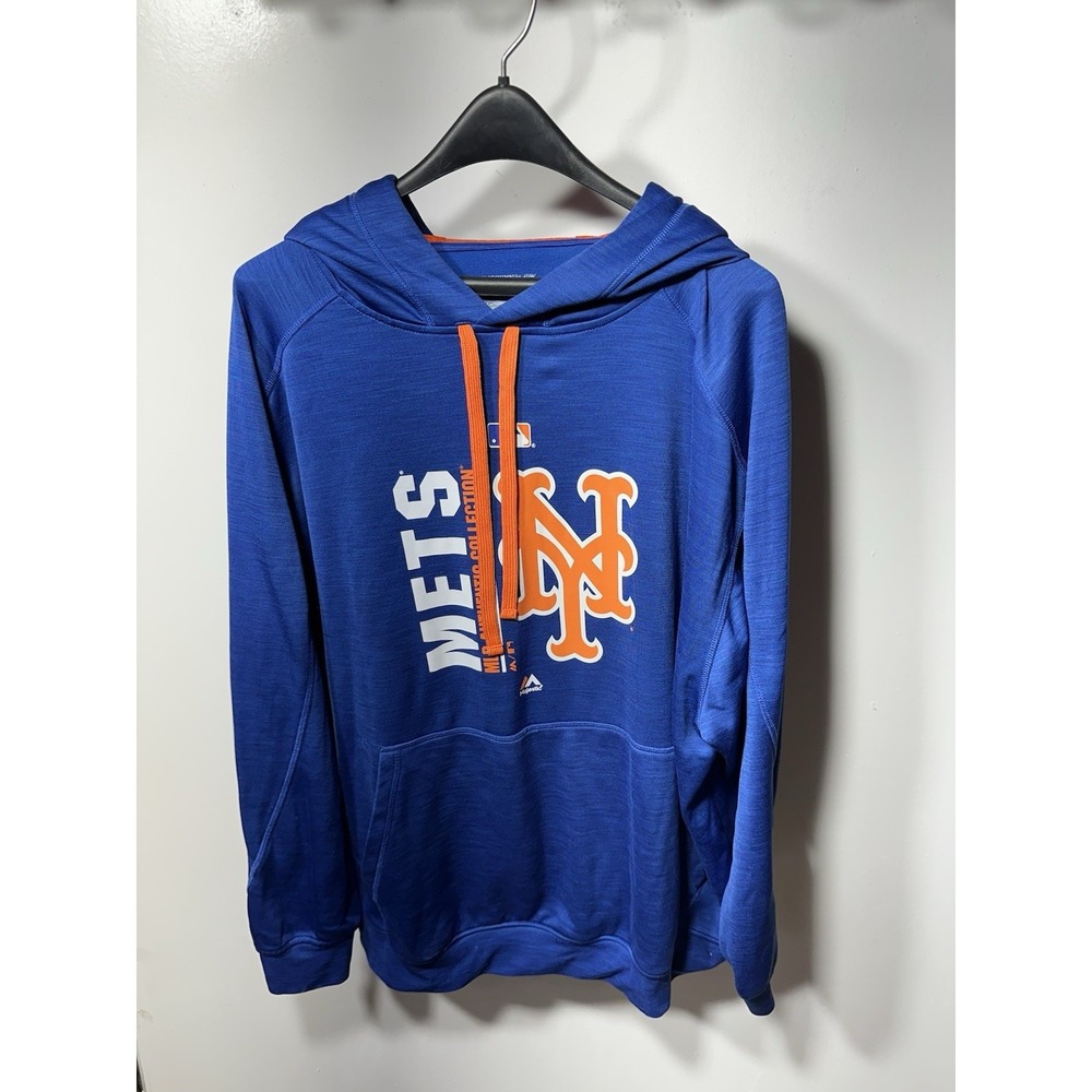 Majestic New York Mets MLB Hoodie 2XL Blue Orange Baseball Official